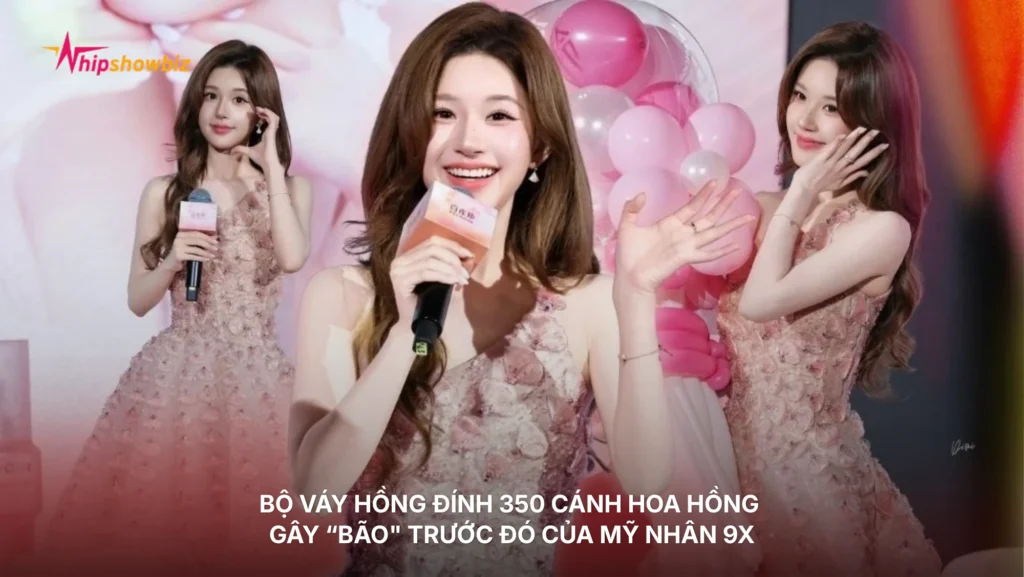 Bộ váy hồng đính 350 cánh hoa hồng gây “bão” trước đó của mỹ nhân 9X