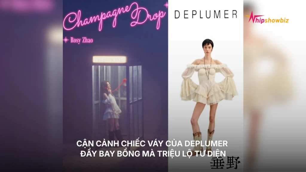 Cận cảnh chiếc váy của Deplumer đầy bay bổng mà Triệu Lộ Tư diện