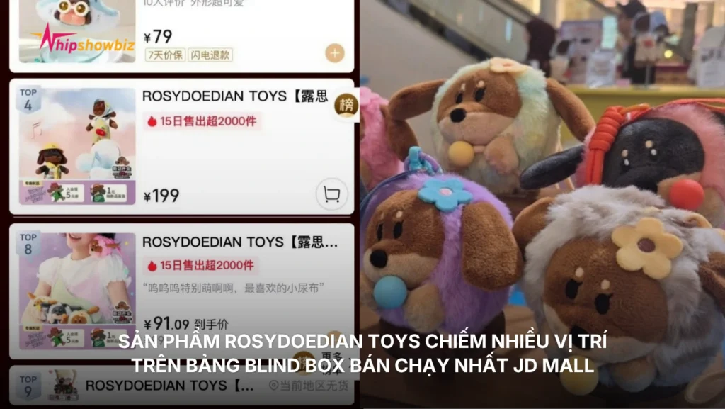 Sản phẩm ROSYDOEDIAN TOYS chiếm nhiều vị trí trên bảng blind box bán chạy nhất JD Mall