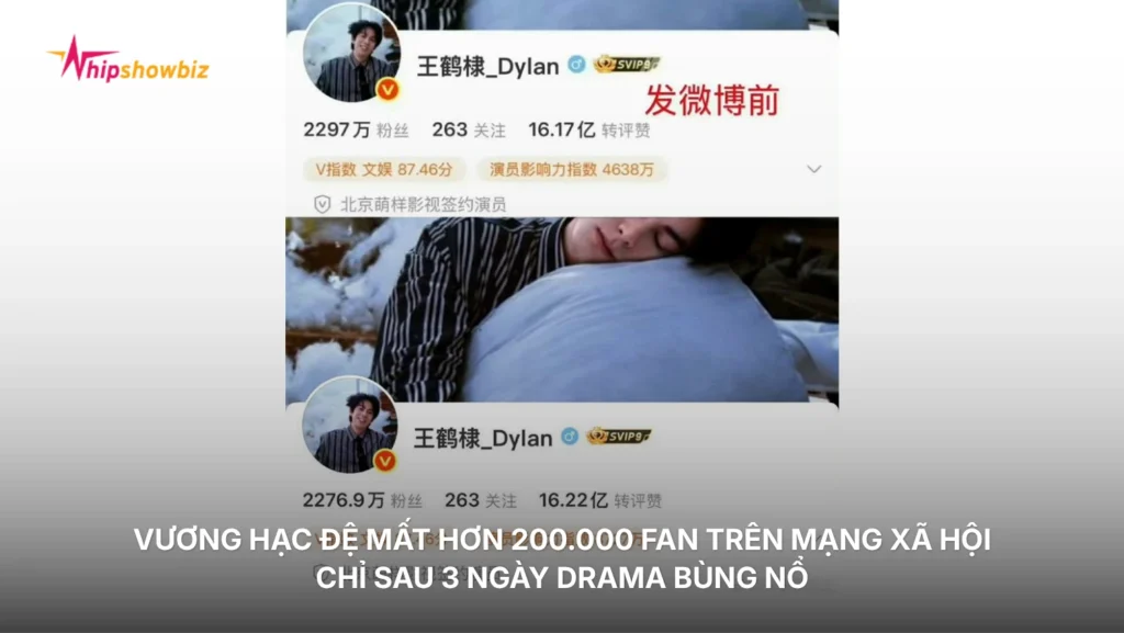 Vương Hạc Đệ mất hơn 200.000 fan trên mạng xã hội chỉ sau 3 ngày drama bùng nổ
